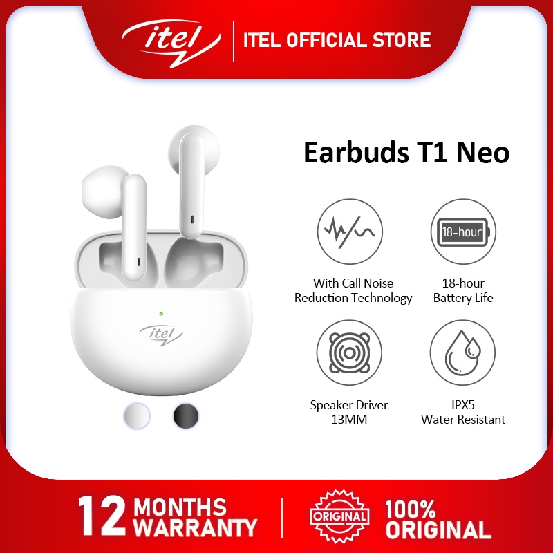 Jual itel Earbuds T1 Neo 13mm Base Bosst Driver 18 Hours Total Playback ...