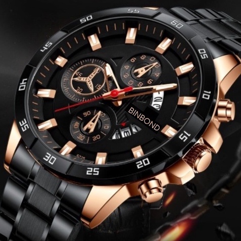 Jam Tangan BINBOND C15  jam tangan pria tahan air jam pria kekinian jam tangan import jam tangan pria rantai jam tangan pria tali kulit BISA BAYAR DI TEMPAT