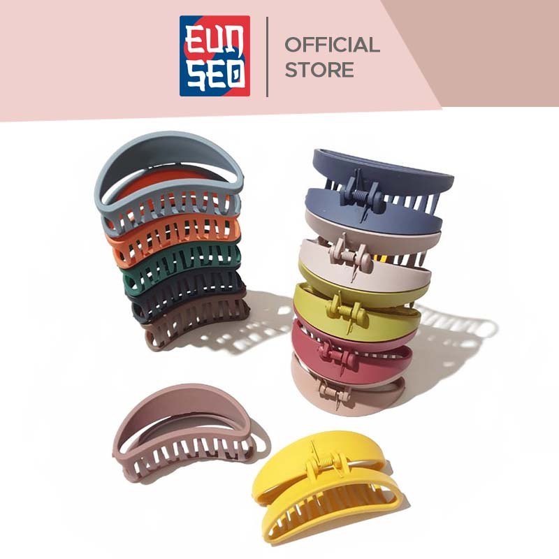 EUNSEO Jepit Rambut Matte Sabit 7cm Semi Circle Matte Hair Claw Clips Fashion Korea