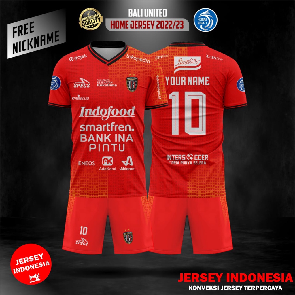 Jual JERSEY BALI UNITED FC HOME AWAY 2022 2023 FREE GANTI NAMA DAN