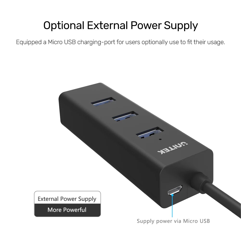 Unitek 4 Ports Powered USB 3.0 Hub 5Gbps Y-3089 Y3089 Extension