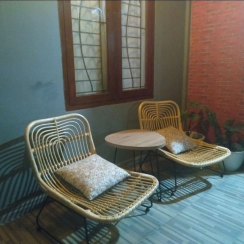 1 Set Kursi Rotan Lake Kursi Rotan Santai Kursi Teras Kaki Besi