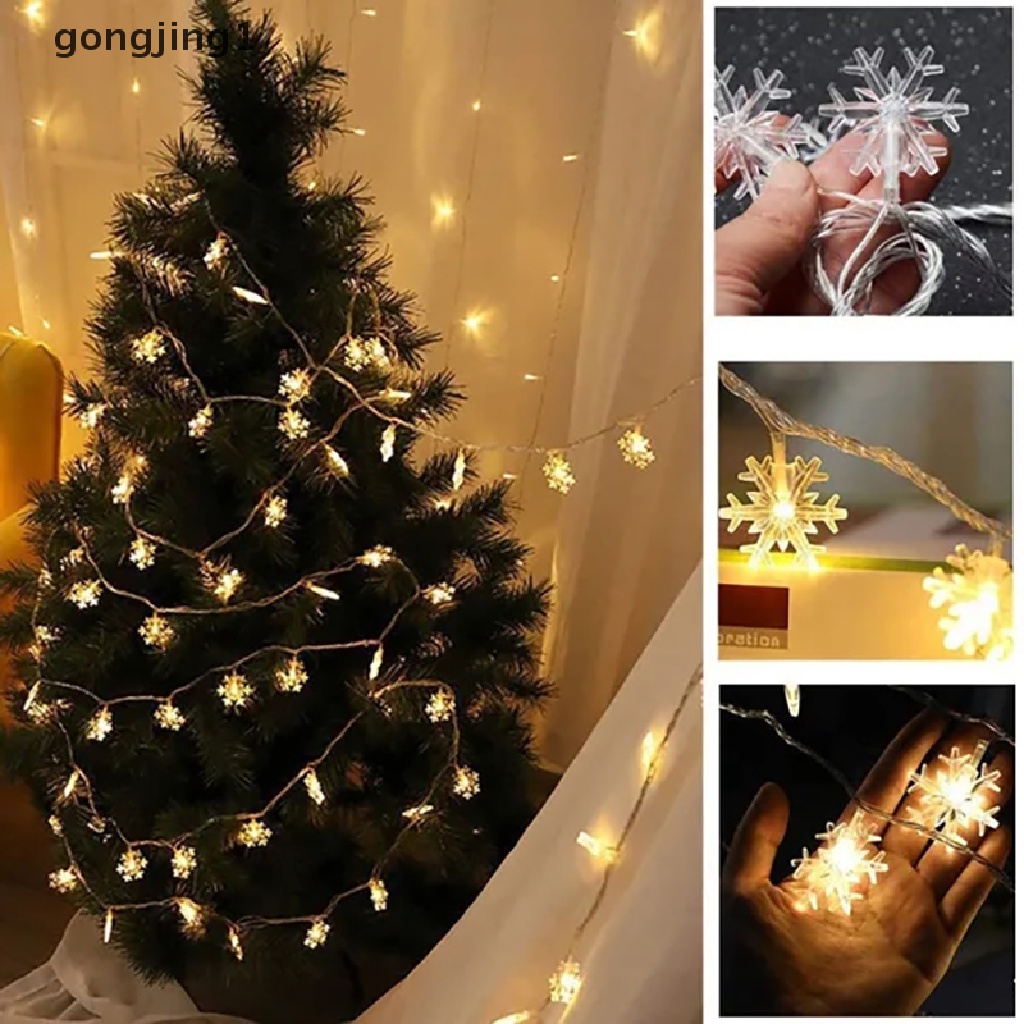 Ggg 3m Dekorasi Natal Snowflake String Lights Xmas Garland Liburan Tahun Baru Led Light Fairy Lights ID