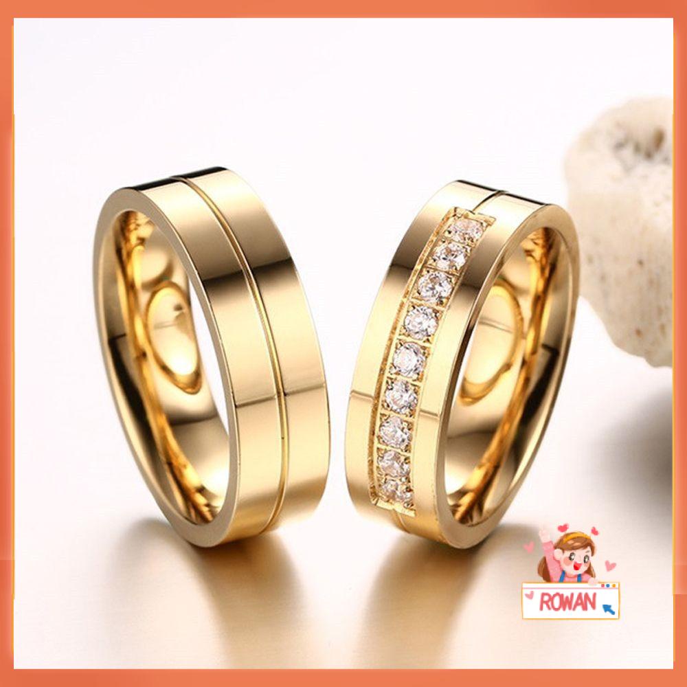 R-flower Wedding Band Cincin Wanita Pria Pasangan Love Anti Karat