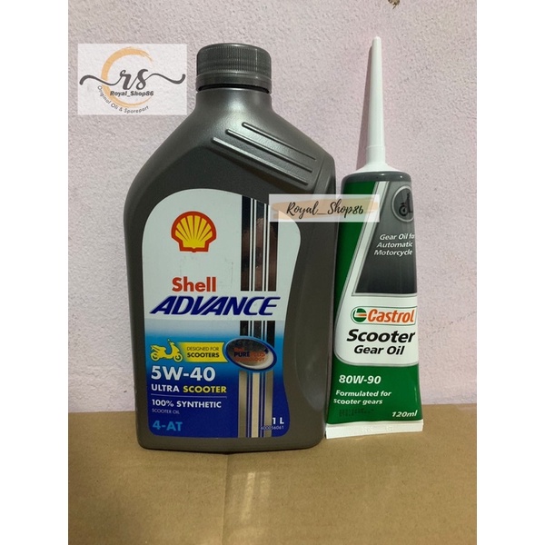 Oli Shell Ultra Matic Full Synthetic Sae 5w-40 1Liter &amp; Oli Gardan Castrol 120ml Original