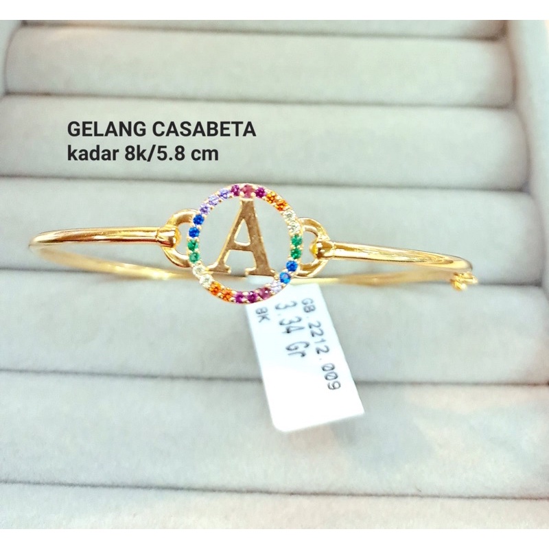 Gelang oval bangle casabeta huruf kadar 375 elegan