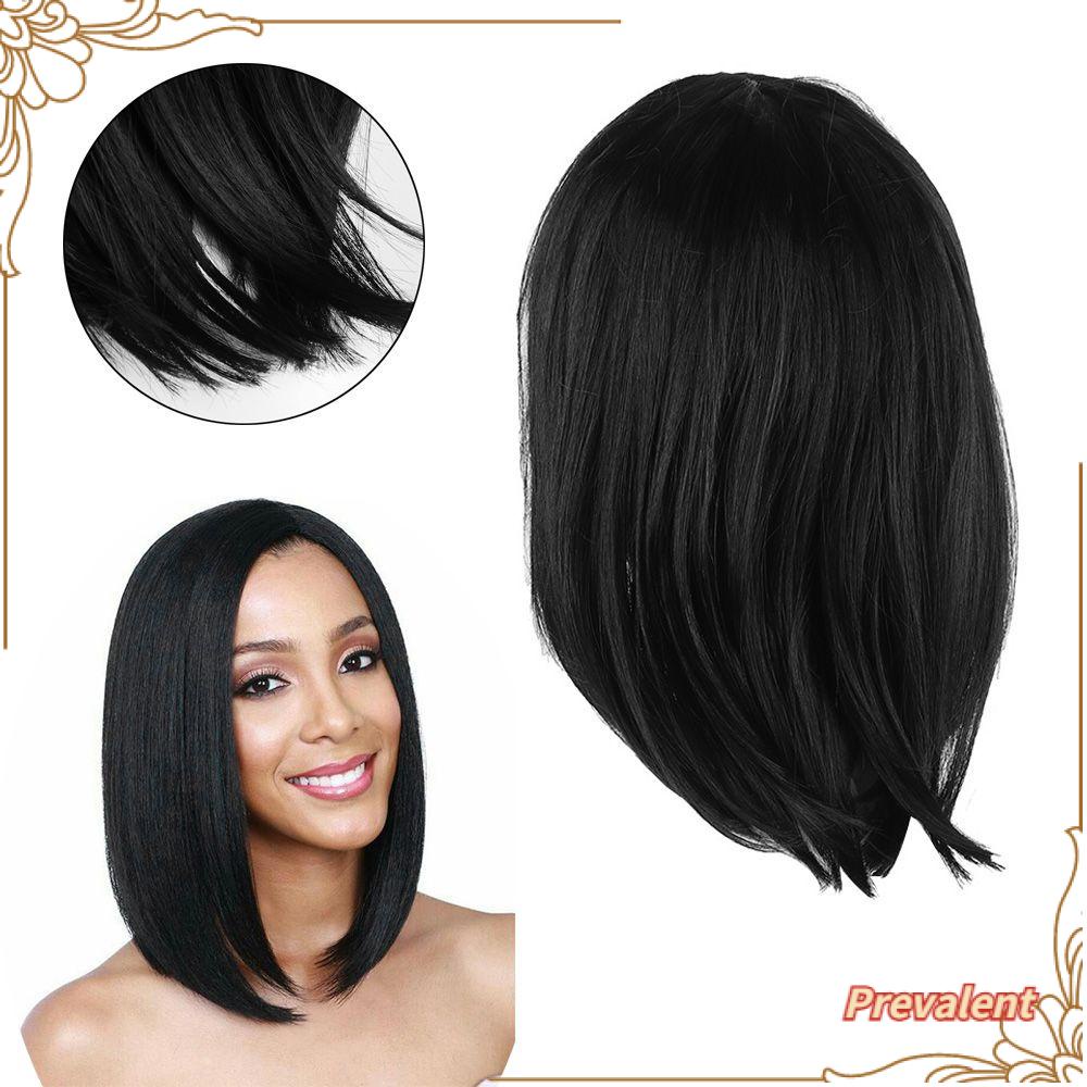 Preva Wig Hitam Rambut Palsu Tebal Rambut Sintetis Rambut Skor Tengah Warna Natural