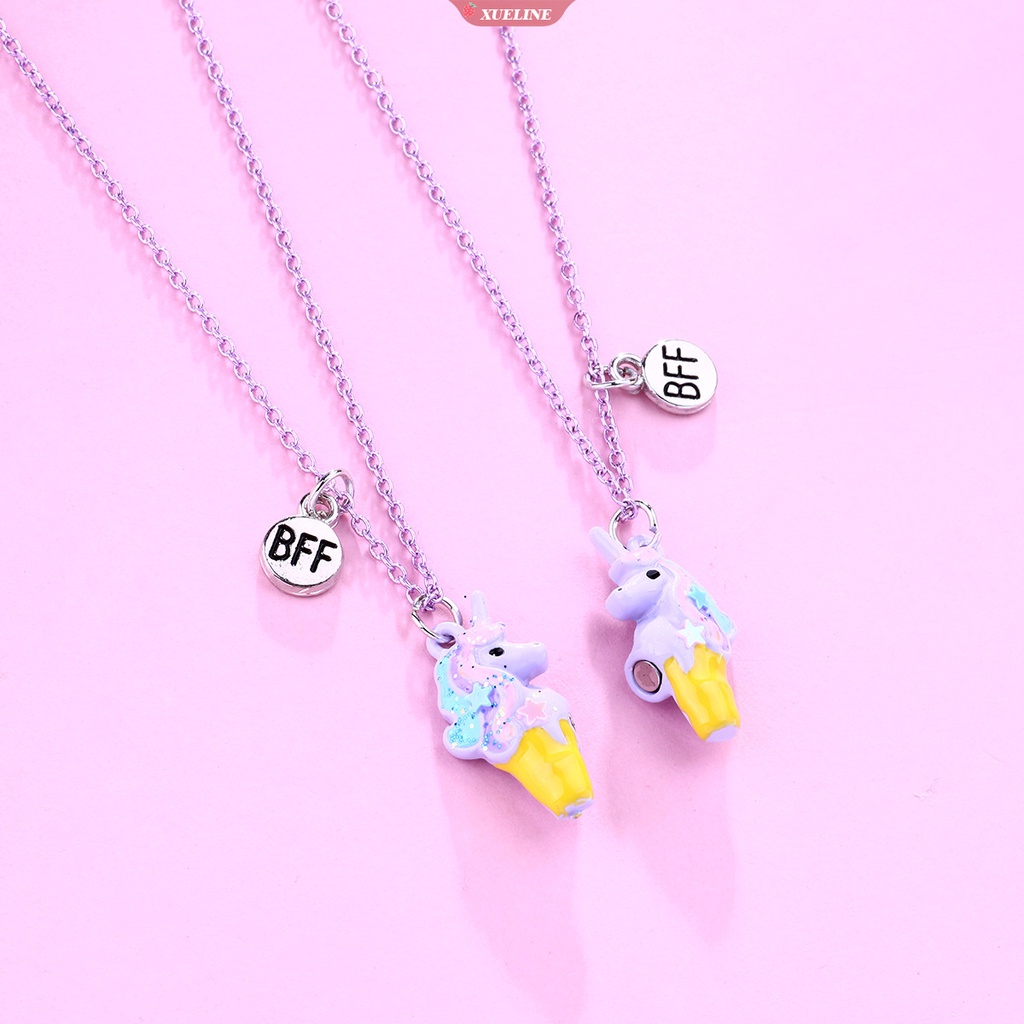 Fashion Lucu unicorn Kalung Kartun Anak magnet Kalung BFF Teman Baik Paduan Tetes Minyak fashion Perhiasan Anak Hadiah [ZXL]