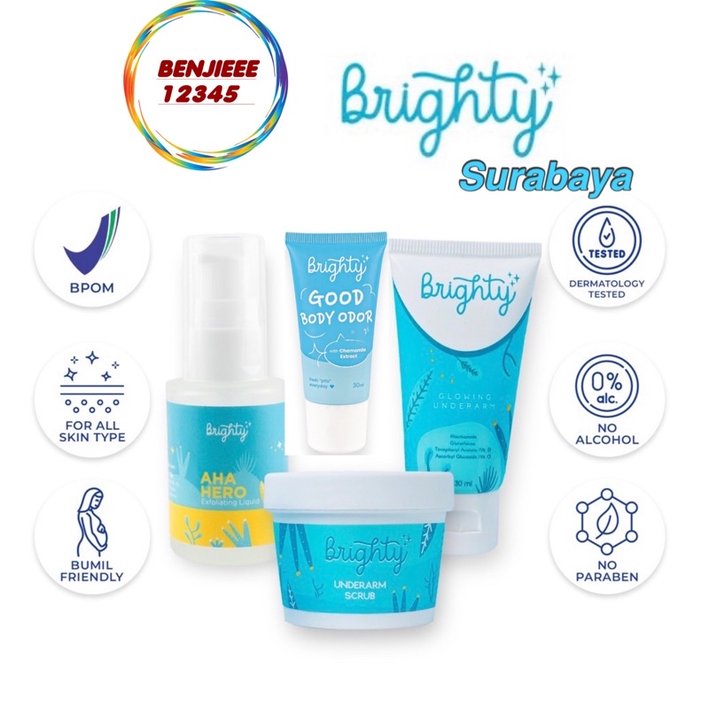 Jual Brighty underarm pemutih ketiak glowing whitening scrub AHA hero
