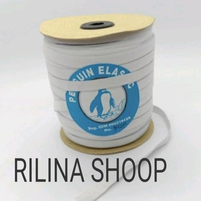 1 ROLL Karet Elastis Putih Penguin 1,2 cm / Tali Karet / Karet Kolor -