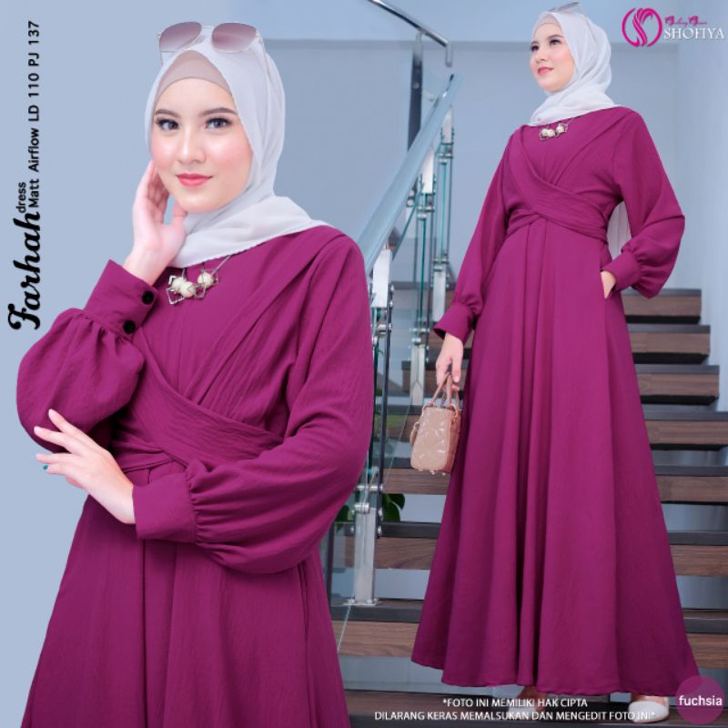 [READY BARU ] BELVANA BY SHOFIYA FASHION MUSLIM GAMIS DRESS MEWAH KEKINIAN ADEM KANCING BELAKANG TALI PINGGANG