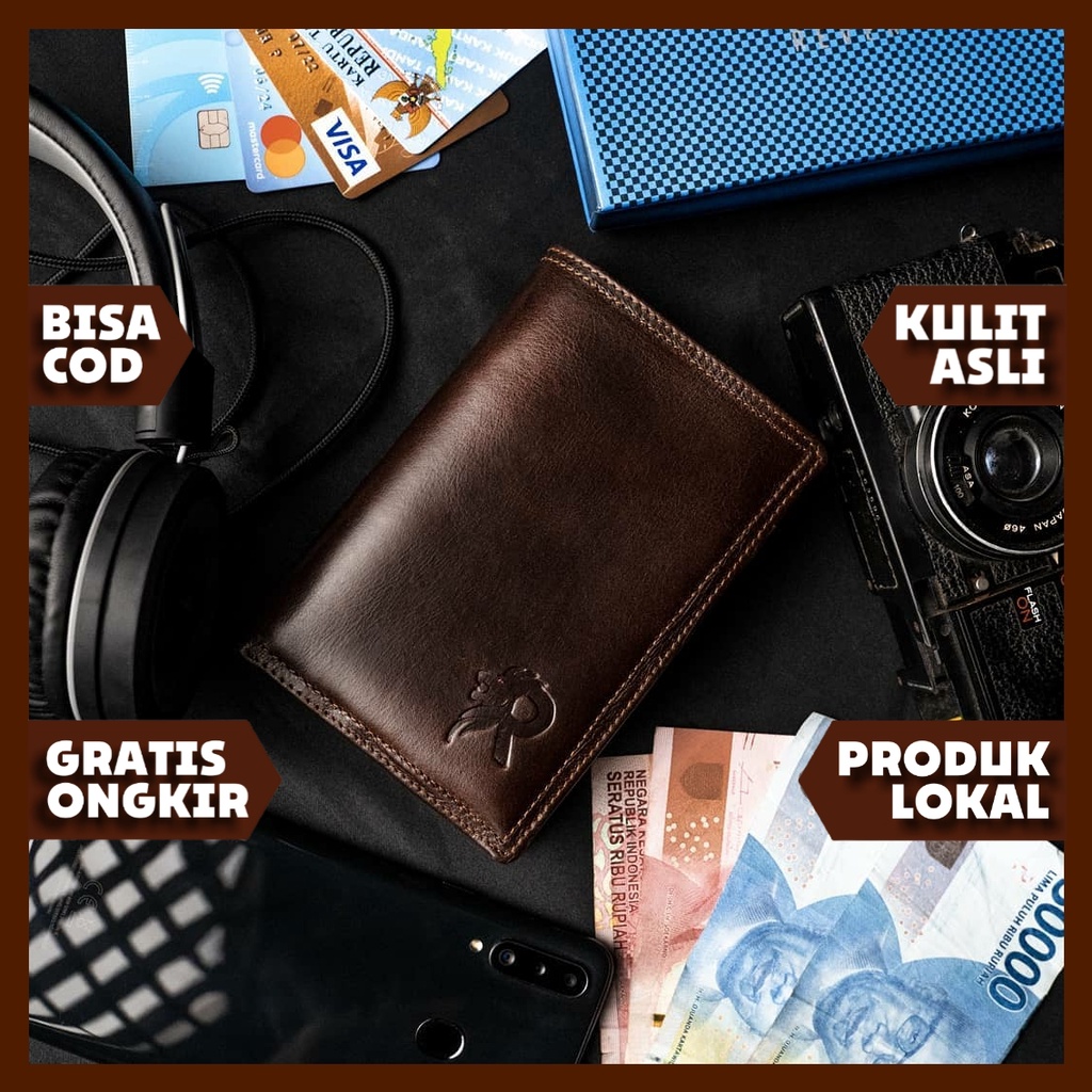 Bifold Dompet ATHENA Leather Small Card Wallet Slot Kartu Banyak 2 Sekat Ruang ATM STNK Coin Koin da