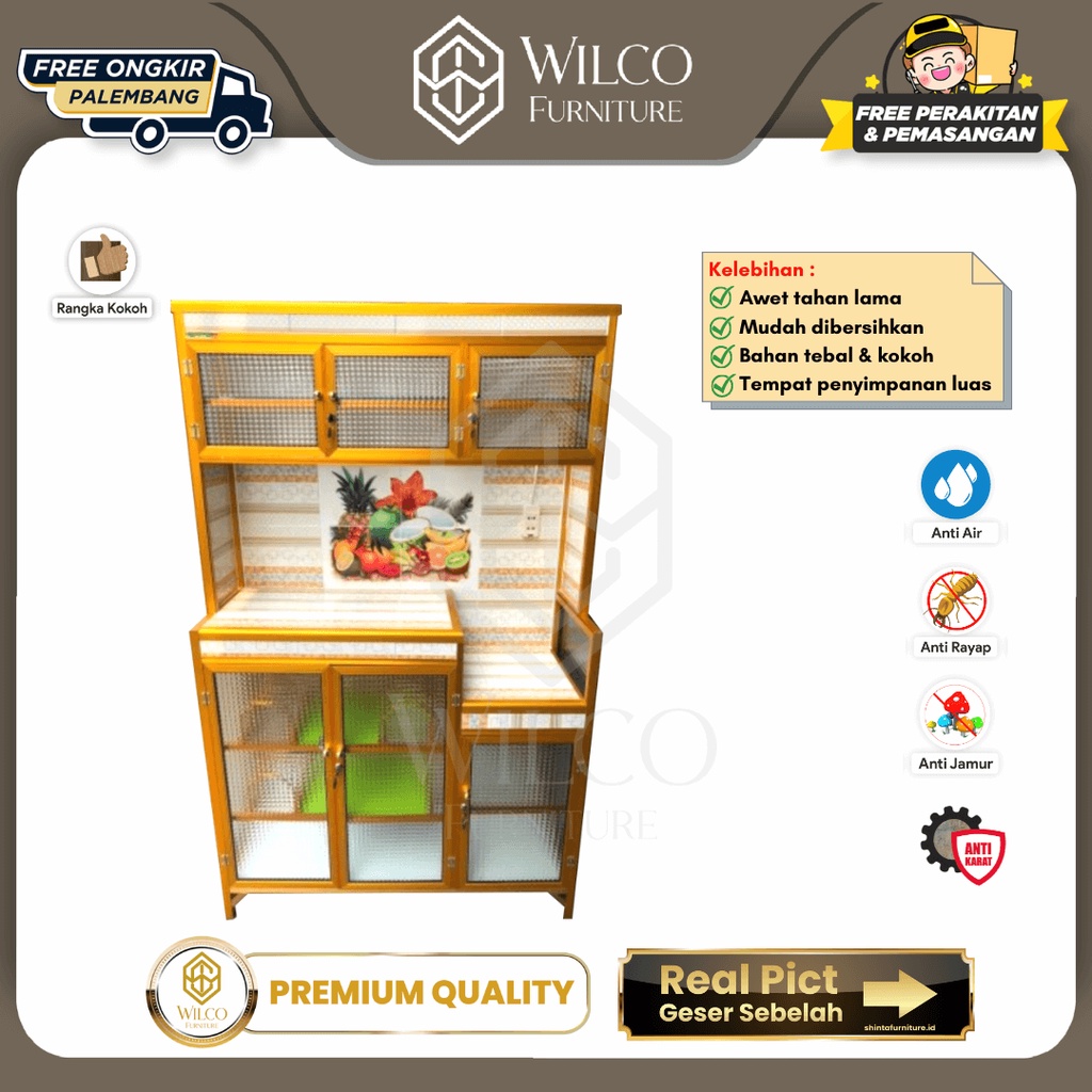Lemari Dapur / Rak Piring 3 Pintu Aluminium / Set Kitchen Palembang