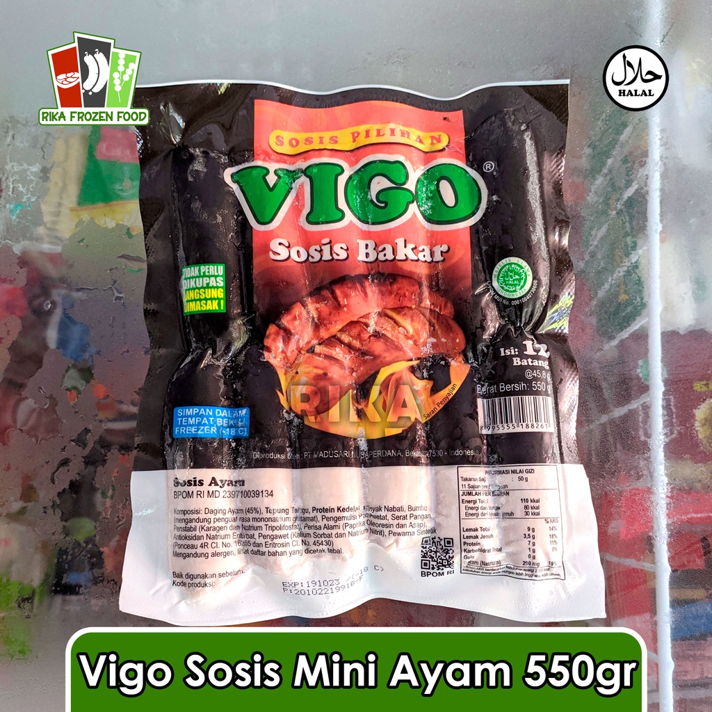 

Vigo Sosis Bakar Mini Ayam Isi 12 Pcs 550gr