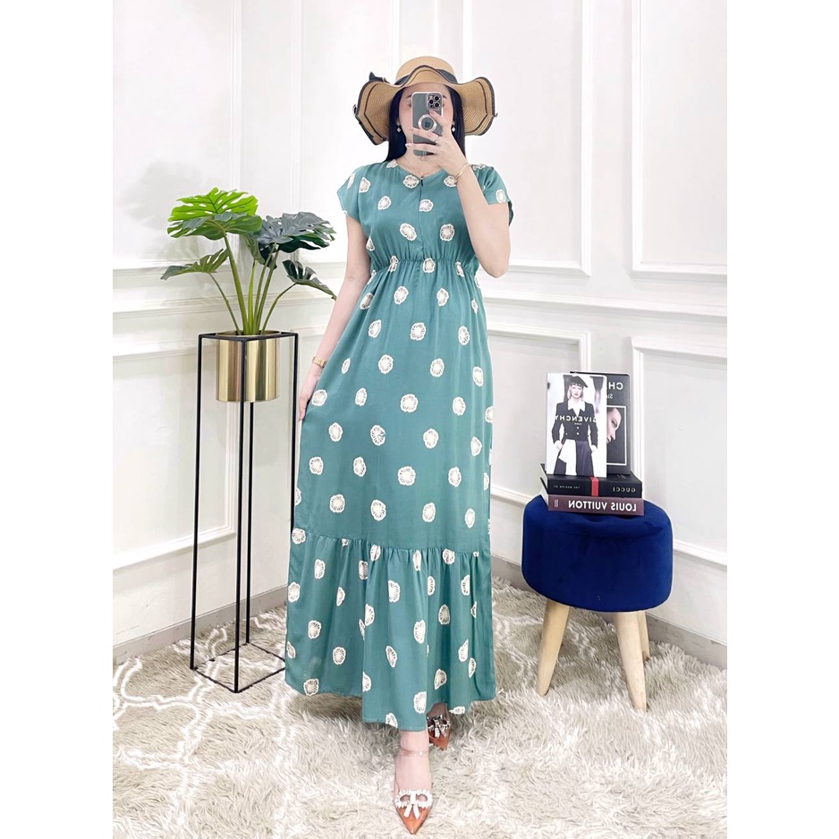 Runa Dress Panjang Wanita Bahan Rayon Motif Daster Semata Kaki