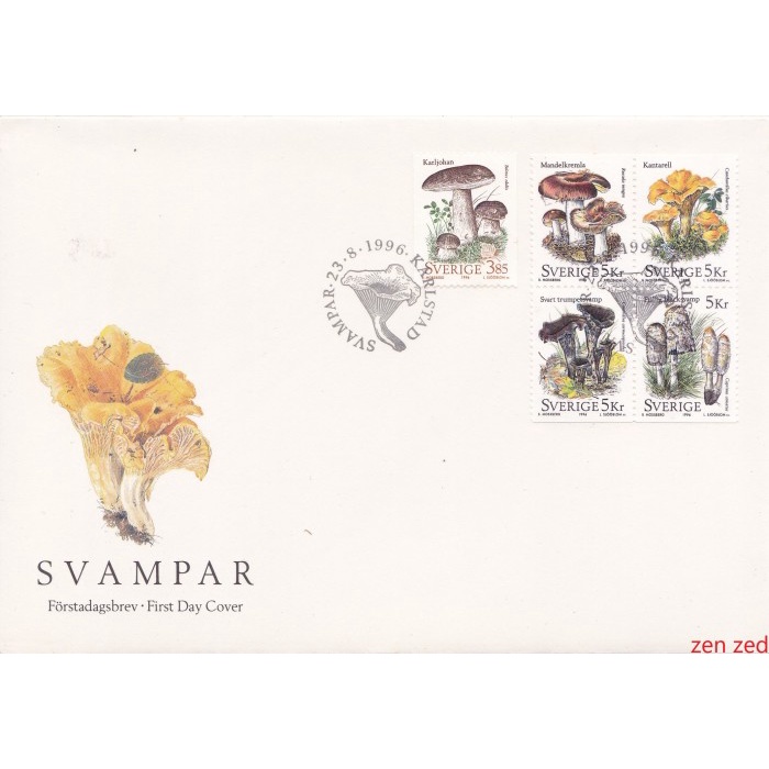 

A453 Prangko Swedia FDC 1996 Mushrooms 1 Pcs