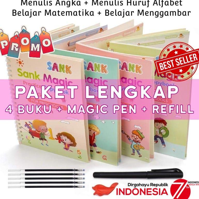 

ISI 4 BUKU + 1 PULPEN + 5 REFILL - 4 BOOK/SET CALLIGRAPHY COPYBOOK SANK MAGIC PRACTICE KID'SEARLY LEARNING WRITING LETTERING PRACTICE BOOK TERLARISS...,,,,,