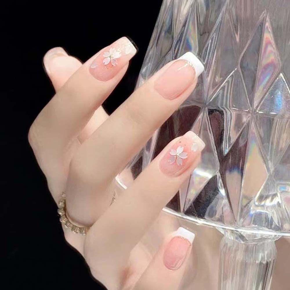 AUGUSTINA Agustina Bunga Kuku Payet Wanita Kuku Berlian Imitasi Manikur Aksesoris Jepang Nail Art Bunga Sakura Nail Sequin