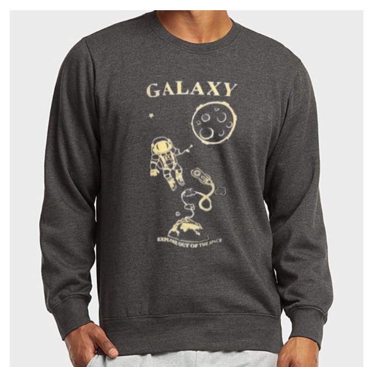 Sweater Crewneck Oblong GALAXY ASTRONOT Pakaian Outerwear Pria Wanita Kasual OOTD Fashion Kekinian Korean Style