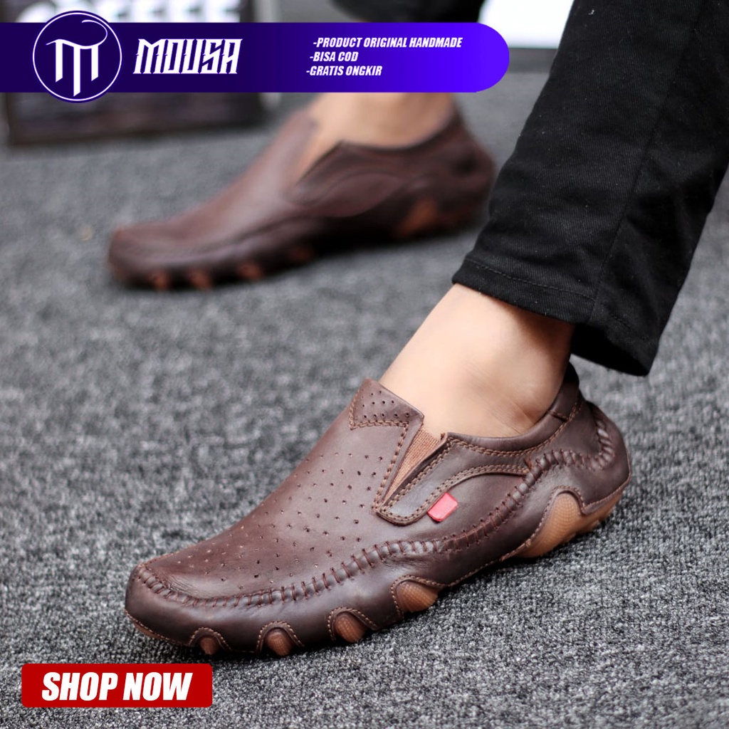 Sepatu Pantofel Formal Kerja Slop Pria Kulit Asli Mousa Inzagi