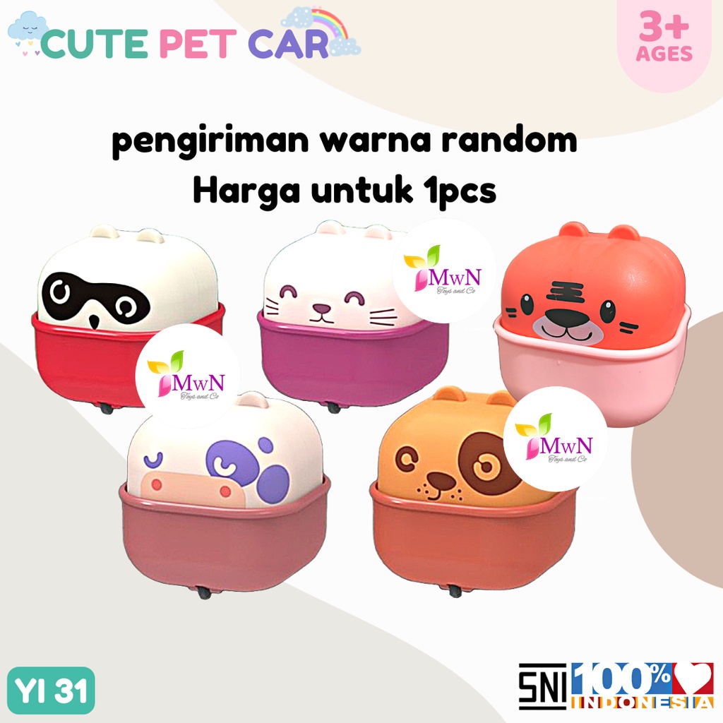 MWN Mainan Animal Push Back Cute Pet Car YI 31