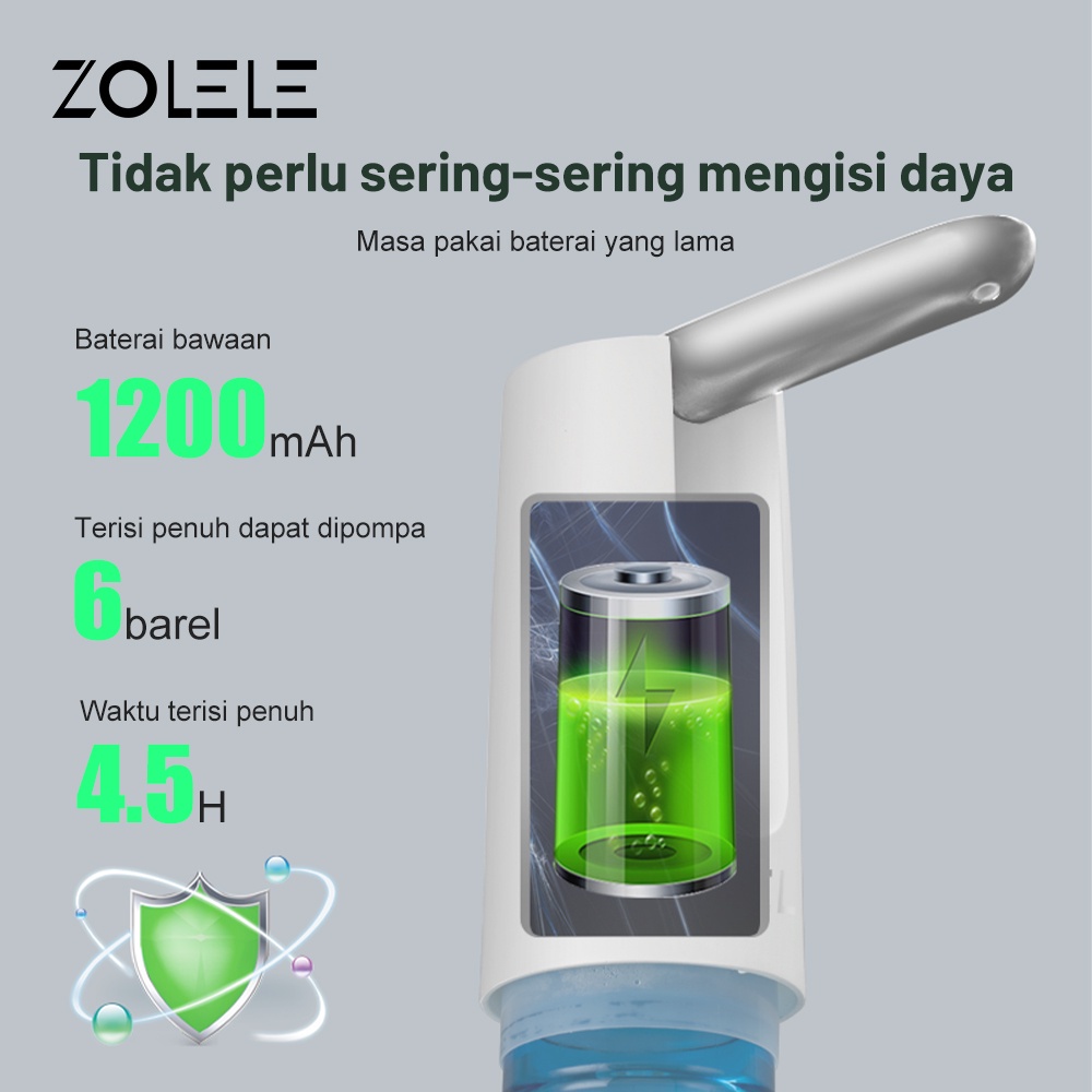 Xiaolang Water Pump, ZOLELE Dispenser Air Listrik, Pompa Air Galon Lipat, Dispenser Air Isi Ulang Nirkabel, Pompa Air Listrik Portabel