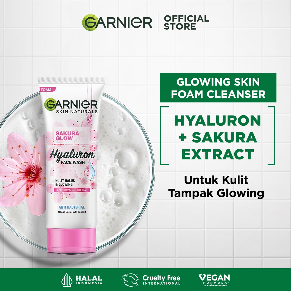 Jual Garnier Sakura Glow Hyaluron Face Wash Pembersih Wajah 100 ml