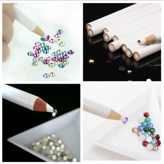 White Nail Whitener Pencil Rhinestones Picker Pensil Putih Ujung Kuku French Manicure Nail Art Accesories Craft Kerajinan Tangan