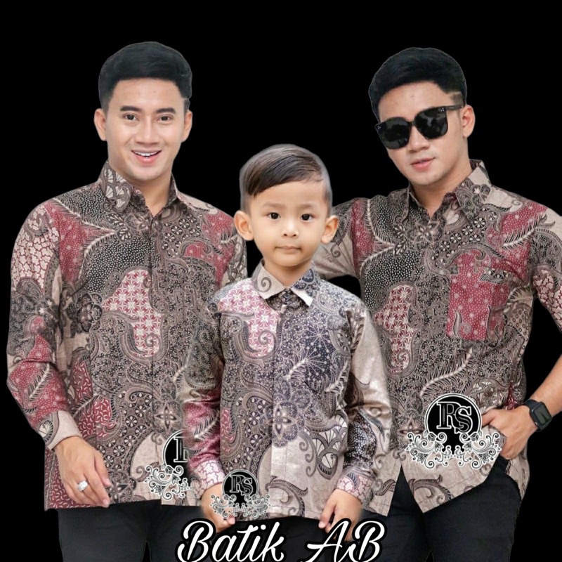 Batik Couple Ayah dan Anak Baju Batik Anak Lengan Panjang Warna Dusty pink