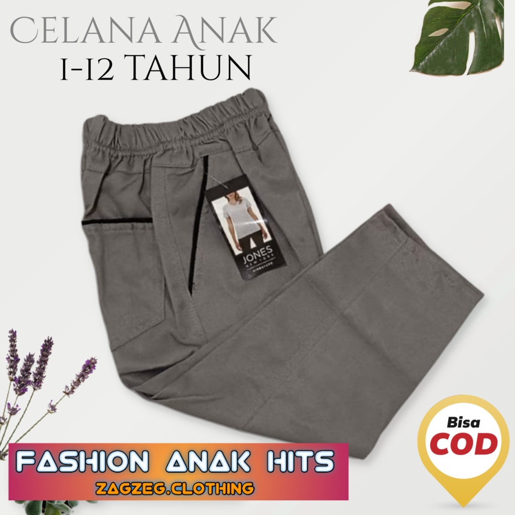 Bisa COD Celana Panjang Anak Celana Chino Anak Laki Laki Perempuan Celana Anak pinggang karet melar laki laki perempuan usia 1-12 tahun Warna Hitam Abu Mocca Cream Celana anak Celana Chino Anak Zagzeg Clothing