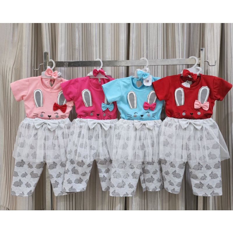 baju bayi perempuan Set tutu jumper Little bunny