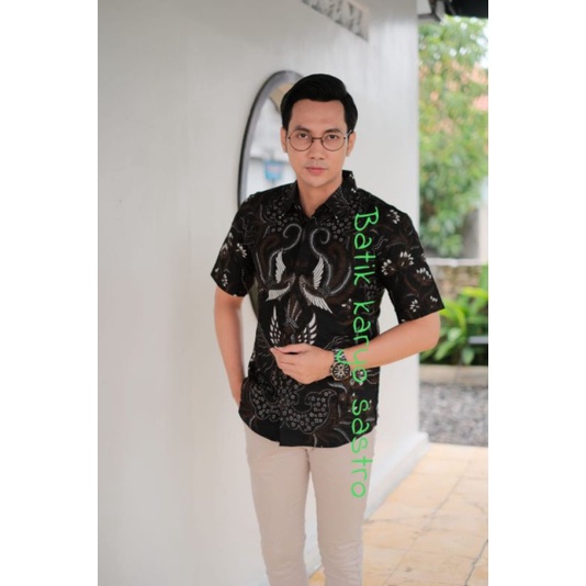 Hem Atasan Baju Kemeja Batik Kondangan Pria Lengan Panjang Slim Fit Premium Katun Solo Lapis Furing Modern