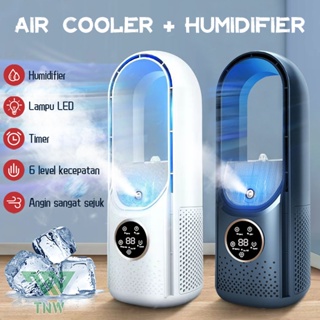 TNW Air Cooler Fan AC Mini Kipas Penyejuk Portabel Pendingin Ruangan Air Conditioner Humidifier Bladeless Fan dengan Lampu LED Desk Fan untuk Rumah & Kantor