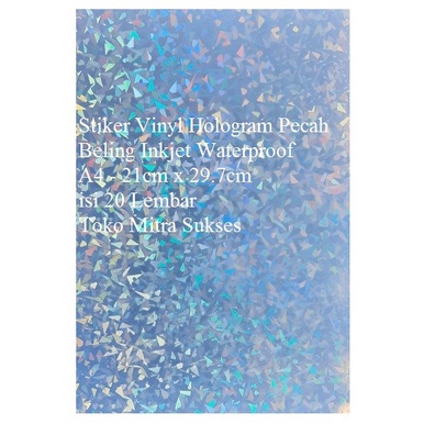 

Stiker Stiker Vinyl Hologram Pecah Beling Inkjet Waterproof A4