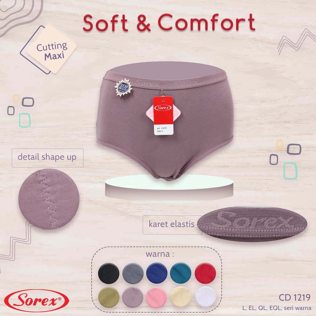 1 Pcs Celana Dalam Wanita SOREX 1219 - MAXI Cutting - Soft &amp; Comfort CD Underwear - Pakaian Dalam Wanita Katun Cotton