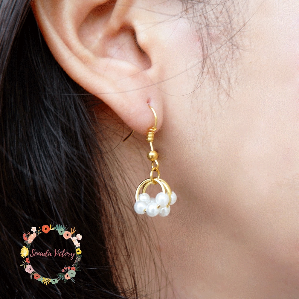 Senada Victory Anting ring mutiara gantung anting simple kekinian SA013