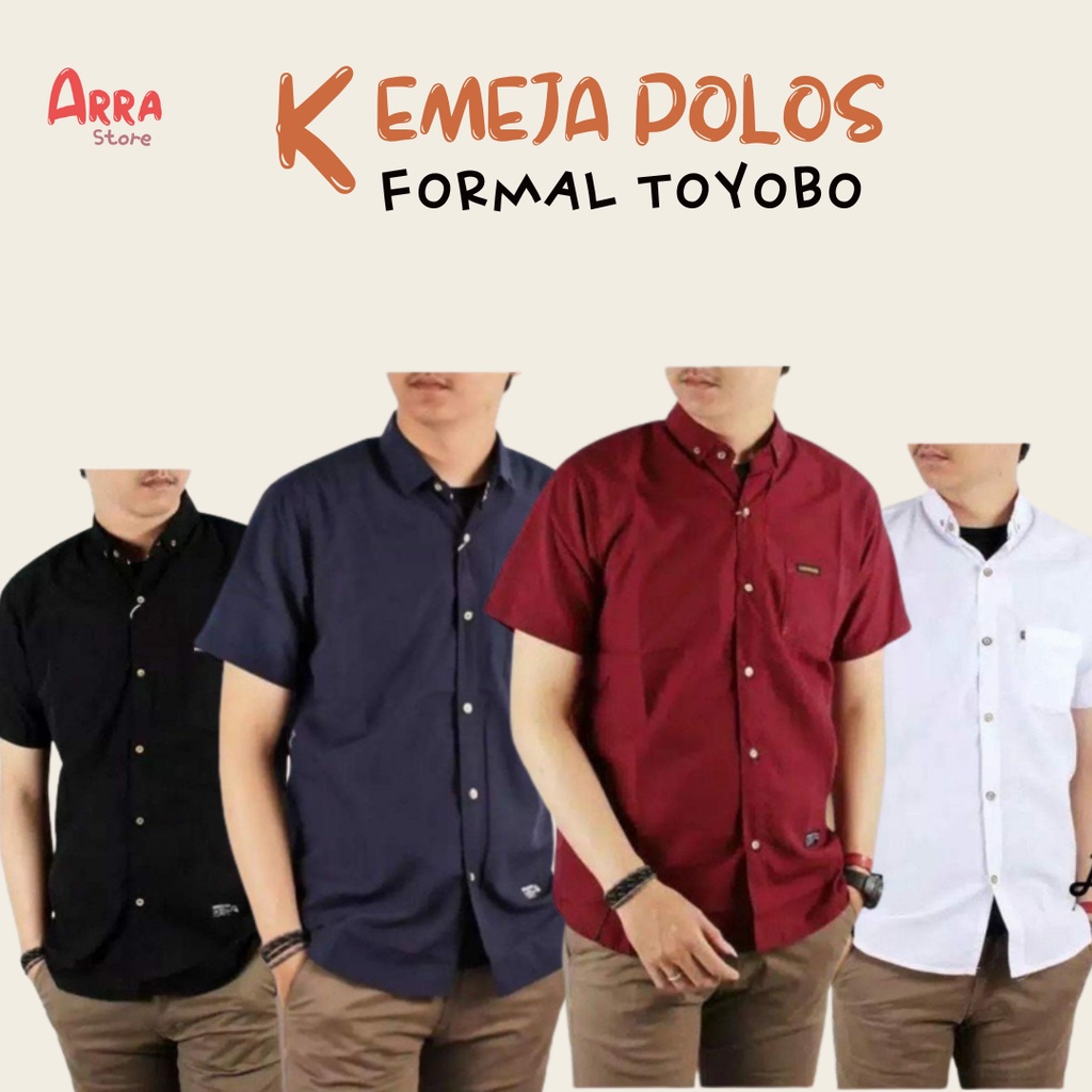 Kemeja Polos TOYOBO Lengan Pendek Pria Formal Casual