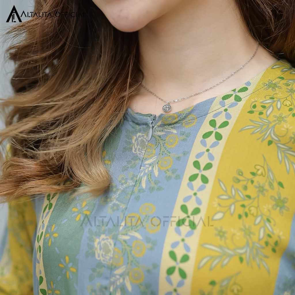 Altalita - Daster Habel Panjang Semata Kaki Jumbo LD 120 Lengan Tangan Pendek Busui Bahan Rayon Premium Motif Kekinian Non Ruffle