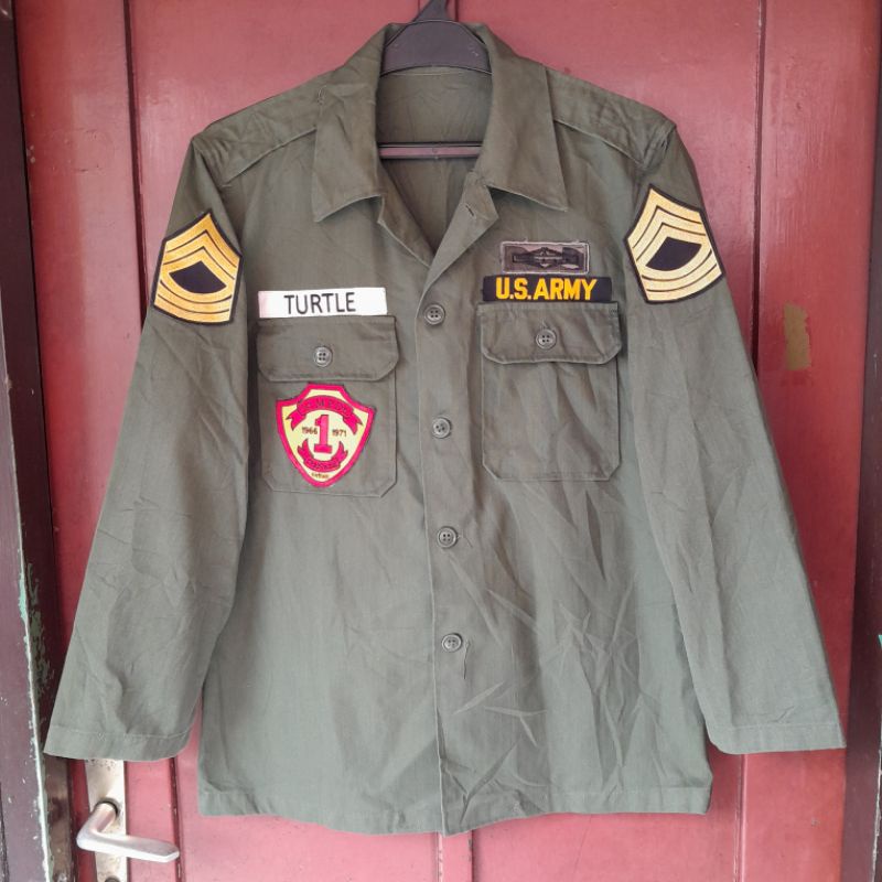 Kemeja HBT Rok Army Second Impresi Shirt OG 107 Patch Us Army