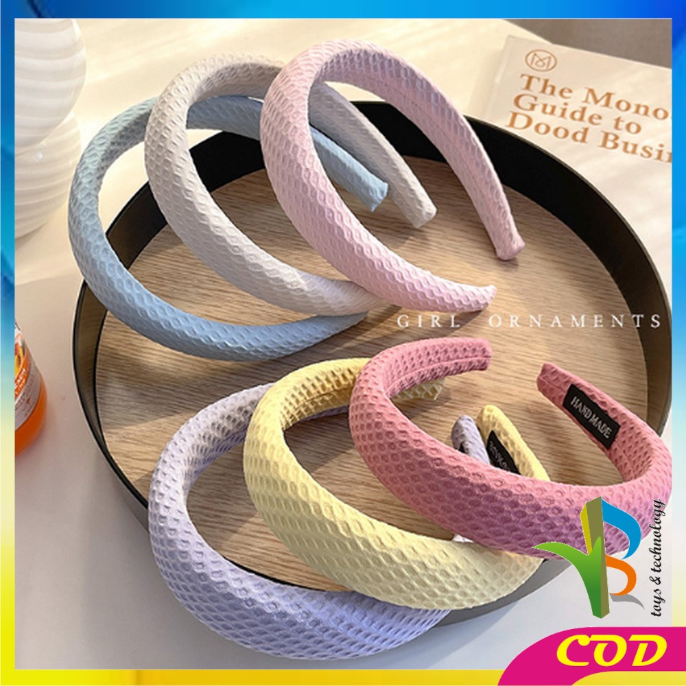 RB-C726 Bando Korea Wanita Bahan Kain Motif Polos Tebal Empuk Warna Pastel / Korean Cloud Headband Lembut Aksesoris Rambut Cewek Kekinian