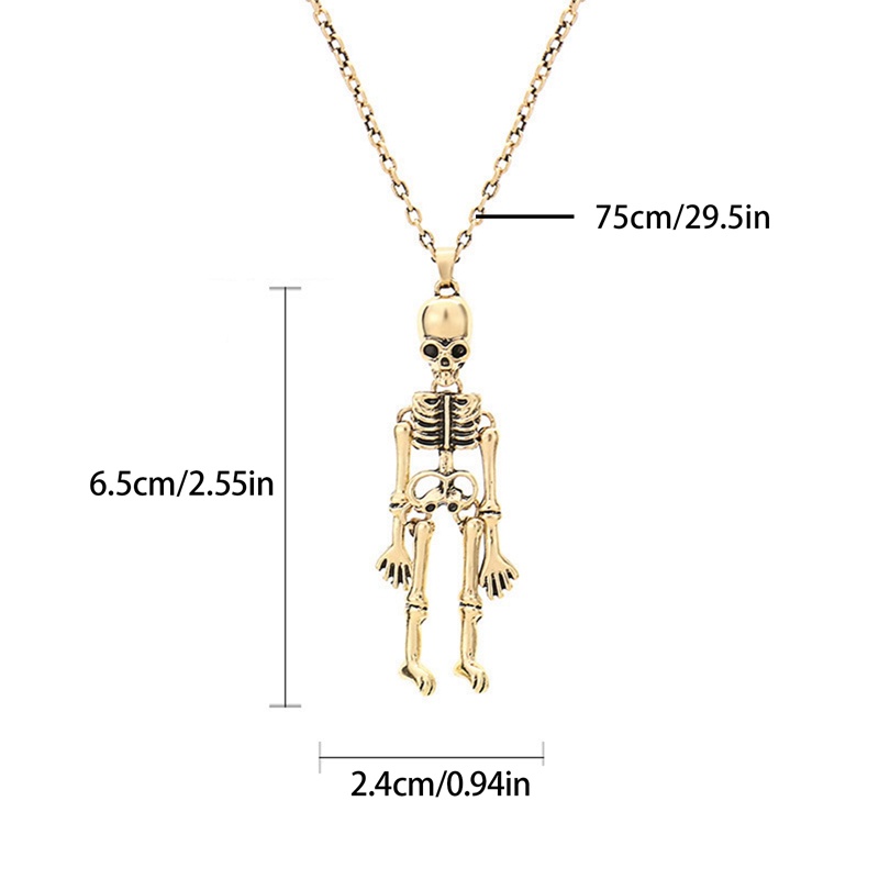 2pcs/set Kalung Liontin Tengkorak Tengkorak Kerangka Magnetik Tangan Ditarik Pasangan Kalung ​Perhiasan Kalung Punk Kalung Persahabatan