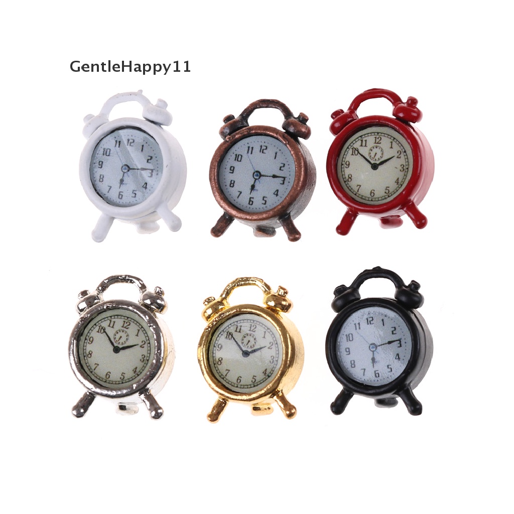 Gentlehappy1per12rumah Boneka Miniatur Ruang Tamu Jam Weker Metal id