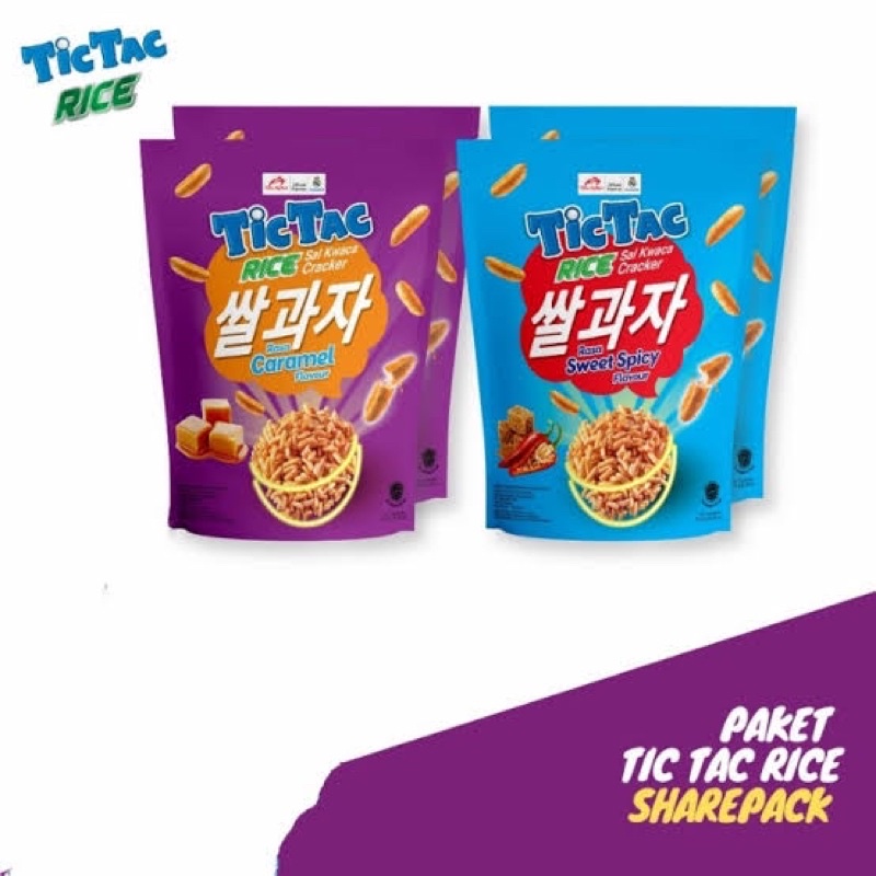 Snack Dua Kelinci TicTac Rice SharePack Caramel/Pedas Manis 64gr