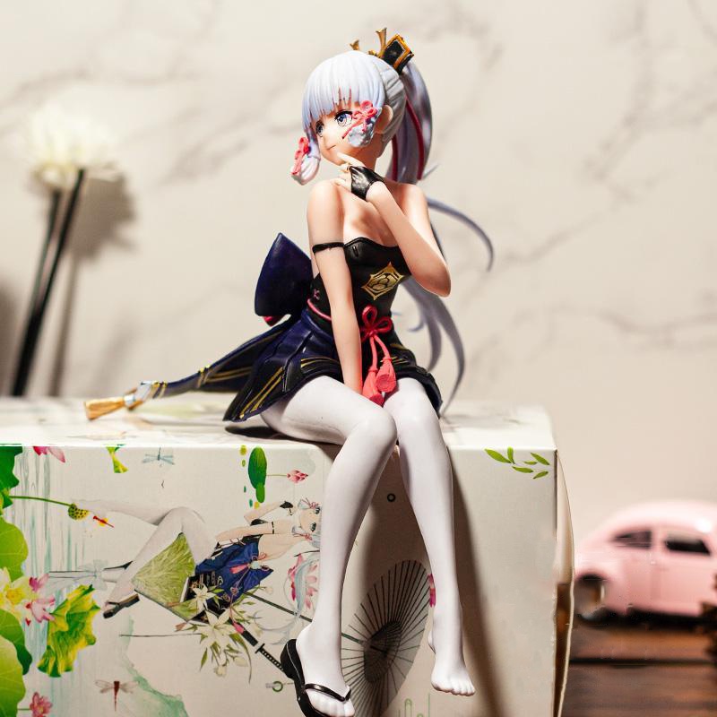 Genshin Impact Game Figure Kamisato Ayaka Duduk Ver 20cm PVC Action Figure Model Ornamen Mobil Dekorasi