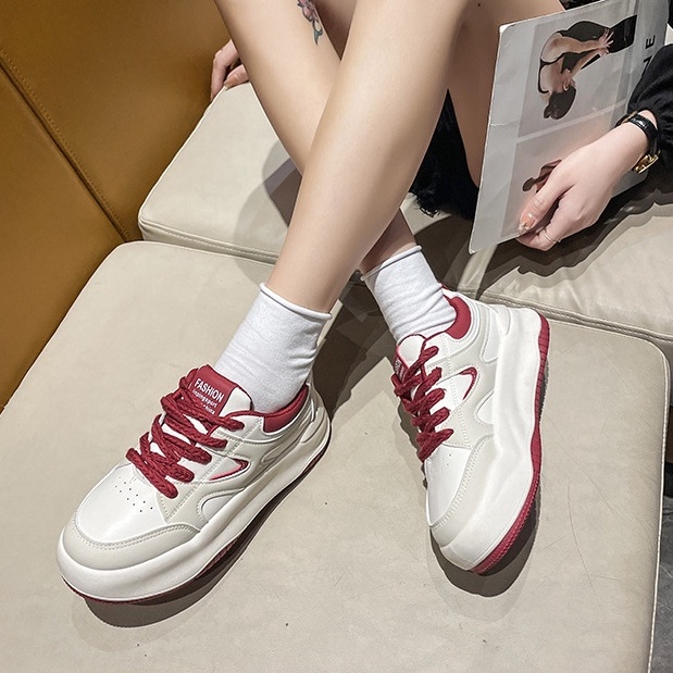 Sepatu Sneakers Wanita Tali Fashion Korea Style Cewek Sport Shoes Casual Kulit Sintetis Free Box Satu7an SPT-15