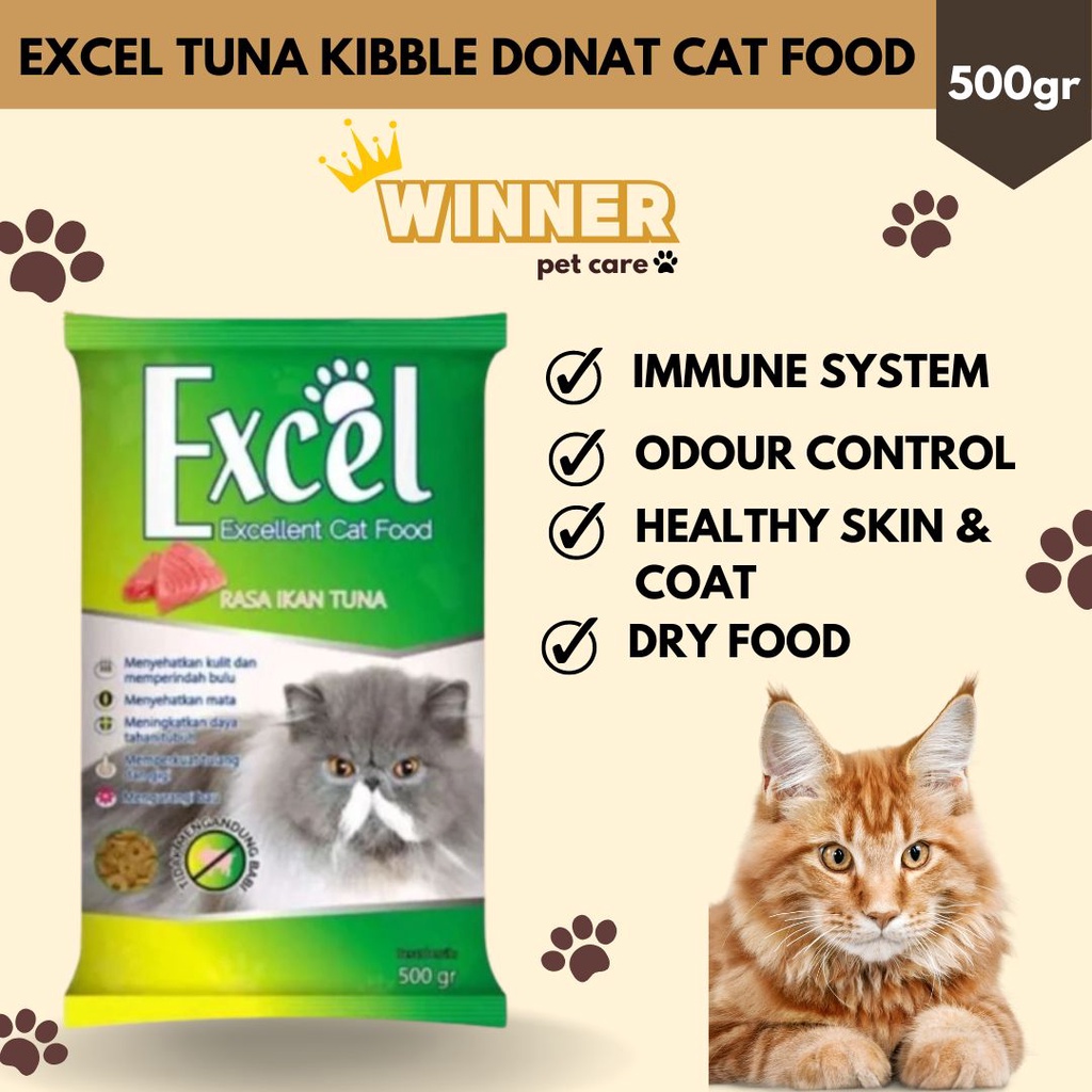 Excel Tuna Kibble Donat Cat Food Freshpack 500gr