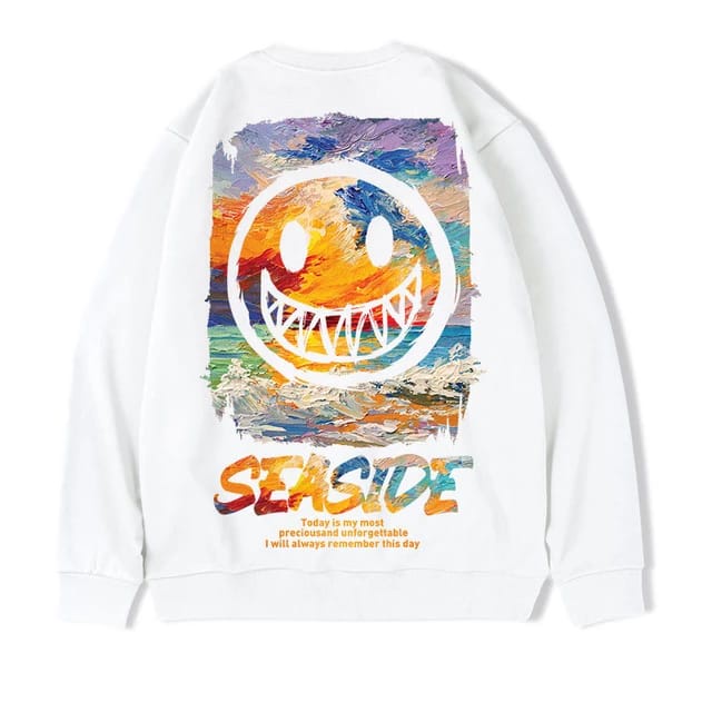 Sweater Basic Crewneck SEASIDE Pria Wanita Bahan Fleece Tebal Ukuran S M L XL XXL XXXL