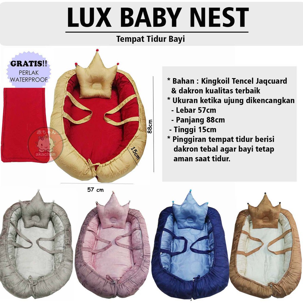 Kasur Bayi Bahan TENCEL Tempat Tidur Bayi Bahan Tencel Mewah Baby Nest Tempat Tidur Bayi Kasur Lux Free Perlak Waterproof akachan