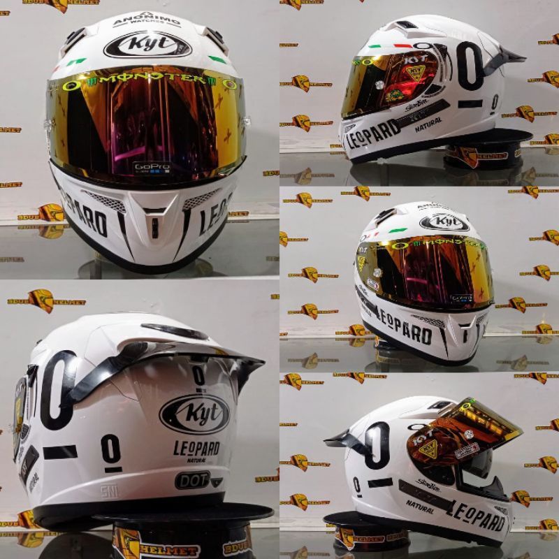 HELM KYT K2 RIDER SOLID WHITE LEOPARD PAKET GANTENG