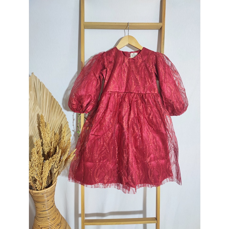 Gamis Dress Gaun Pesta Anak Perempuan 1-12tahun  Winter Candy Warna Merah, Silver, Gold Emas